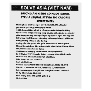 Đường ăn kiêng cỏ ngọt Equal Stevia hộp 200g (100 gói x 2g)