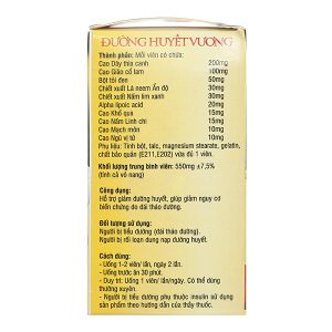 Đường Huyết Vương giúp giảm nguy cơ biến chứng do đái tháo đường hộp 30 viên