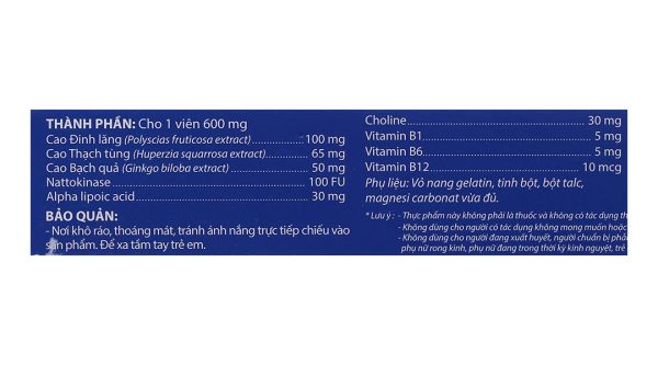 Dưỡng Não Thái Minh hỗ trợ hoạt huyết, giúp lưu thông máu não hộp 20 viên