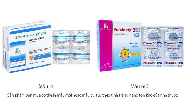 Viên sủi Paralmax 325 giảm đau, hạ sốt từ nhẹ đến vừa (5 vỉ x 4 viên)