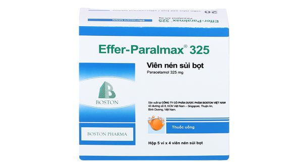 Viên sủi Paralmax 325 giảm đau, hạ sốt từ nhẹ đến vừa (5 vỉ x 4 viên)