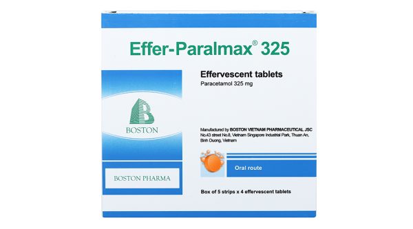 Viên sủi Paralmax 325 giảm đau, hạ sốt từ nhẹ đến vừa (5 vỉ x 4 viên)