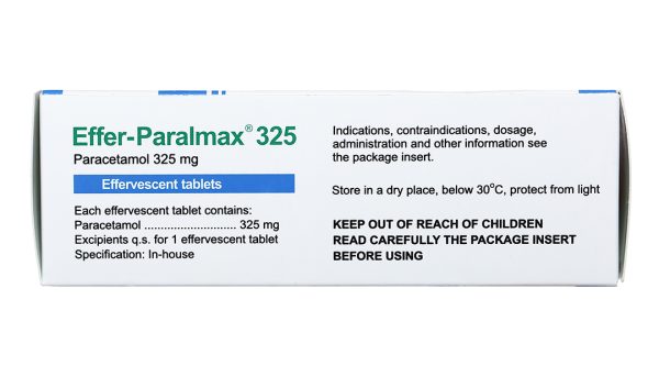Viên sủi Paralmax 325 giảm đau, hạ sốt từ nhẹ đến vừa (5 vỉ x 4 viên)