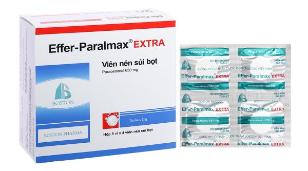 Viên sủi Effer-Paralmax Extra 650mg giảm đau, hạ sốt từ nhẹ đến vừa (5 vỉ x 4 viên)