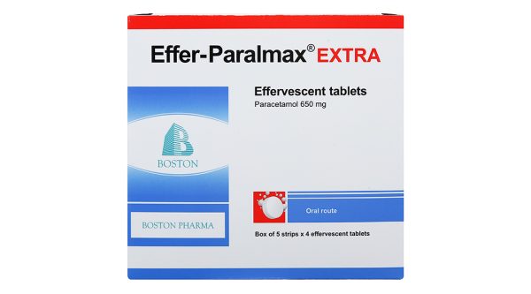 Viên sủi Effer-Paralmax Extra 650mg giảm đau, hạ sốt từ nhẹ đến vừa (5 vỉ x 4 viên)