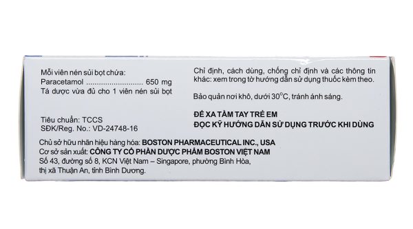 Viên sủi Effer-Paralmax Extra 650mg giảm đau, hạ sốt từ nhẹ đến vừa (5 vỉ x 4 viên)