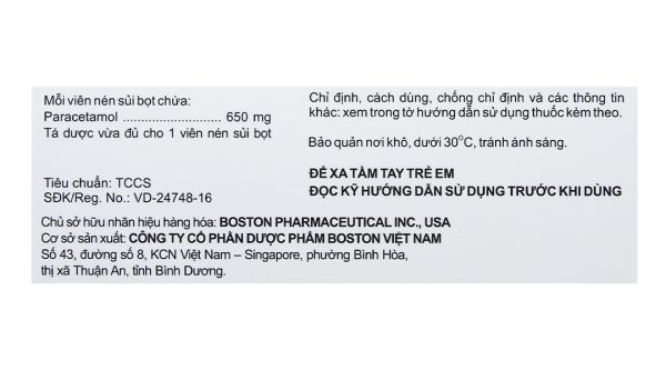 Viên sủi Effer-Paralmax Extra 650mg giảm đau, hạ sốt từ nhẹ đến vừa (5 vỉ x 4 viên)