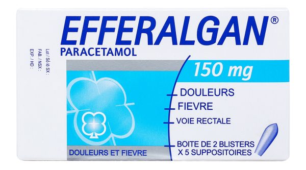 Viên đặt trực tràng Efferalgan 150mg giúp giảm đau, hạ sốt (2 vỉ x 5 viên)