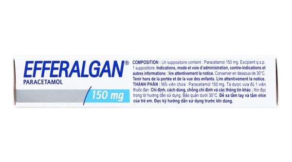 Viên đặt trực tràng Efferalgan 150mg giúp giảm đau, hạ sốt (2 vỉ x 5 viên)