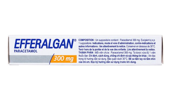 Viên đặt trực tràng Efferalgan 300mg giảm đau, hạ sốt (2 vỉ x 5 viên)