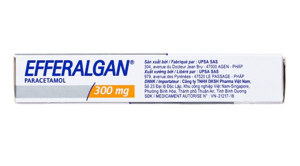 Viên đặt trực tràng Efferalgan 300mg giảm đau, hạ sốt (2 vỉ x 5 viên)