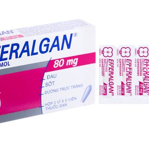 Viên đặt trực tràng Efferalgan 80mg giảm đau, hạ sốt (2 vỉ x 5 viên)