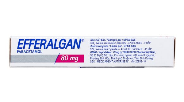 Viên đặt trực tràng Efferalgan 80mg giảm đau, hạ sốt (2 vỉ x 5 viên)