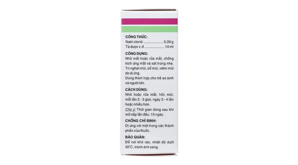 Dung dịch nhỏ mắt, mũi Efticol 0.9% vệ sinh mắt, mũi chai 10ml