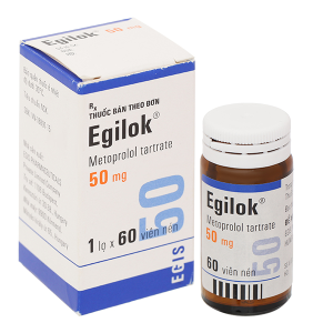 Egilok 50mg trị tăng huyết áp, đau thắt ngực chai 60 viên