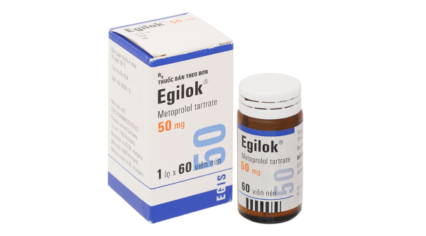 Egilok 50mg trị tăng huyết áp, đau thắt ngực chai 60 viên