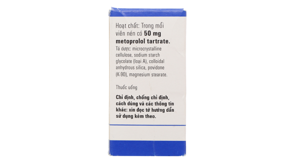 Egilok 50mg trị tăng huyết áp, đau thắt ngực chai 60 viên