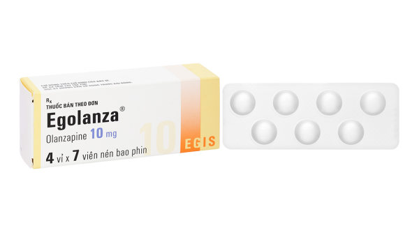 Egolanza 10mg trị tâm thần phân liệt, rối loạn lưỡng cực (4 vỉ x 7 viên)