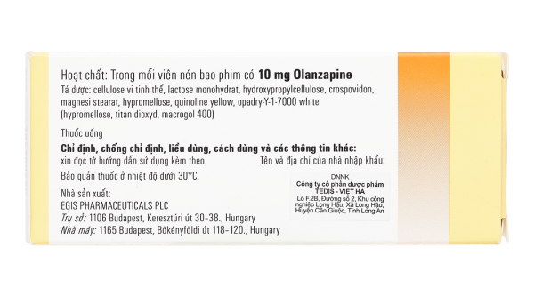 Egolanza 10mg trị tâm thần phân liệt, rối loạn lưỡng cực (4 vỉ x 7 viên)