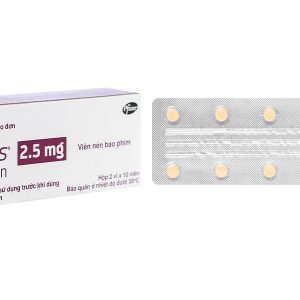 Eliquis 2.5mg phòng ngừa đột quỵ, tắc tĩnh mạch phổi (2 vỉ x 10 viên)