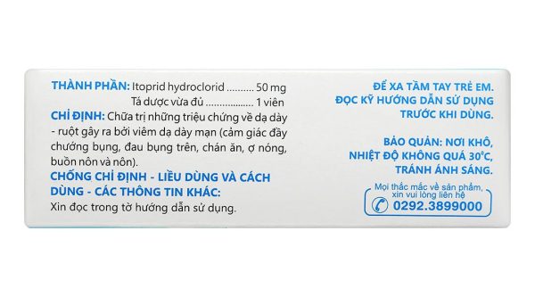 Eltium 50 trị triệu chứng viêm dạ dày mãn tính (5 vỉ x 10 viên)