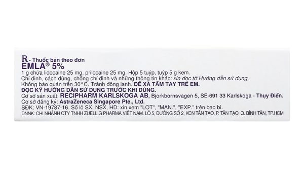 Kem bôi Emla 5% gây tê bề mặt da (5 tuýp x 5g)