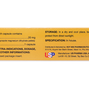 Esomeprazol 20-US trị trào ngược dạ dày, thực quản (3 vỉ x 10 viên)