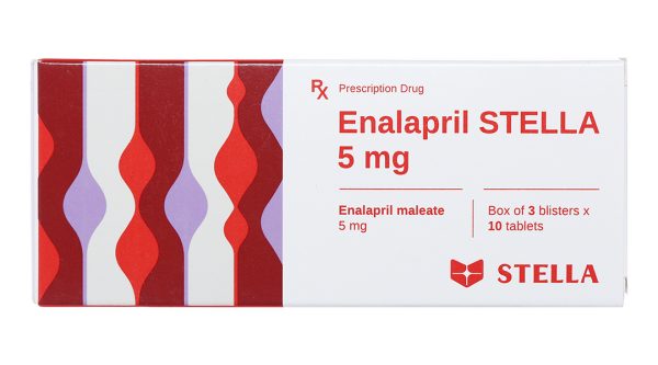Enalapril Stella 5mg trị tăng huyết áp, suy tim (3 vỉ x 10 viên)