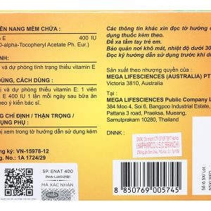 Enat 400 bổ sung vitamin E, ngừa lão hóa (3 vỉ x 10 viên)