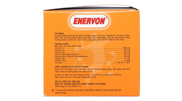 Enervon bổ sung vitamin nhóm B và vitamin C (10 vỉ x 10 viên)
