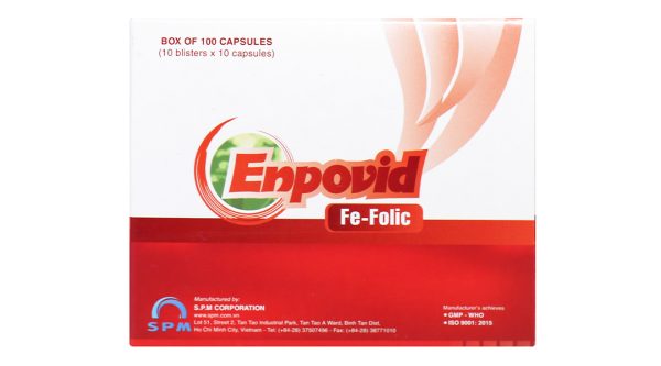 Enpovid Fe-Folic bổ sung sắt và axit folic, trị thiếu máu (10 vỉ x 10 viên)
