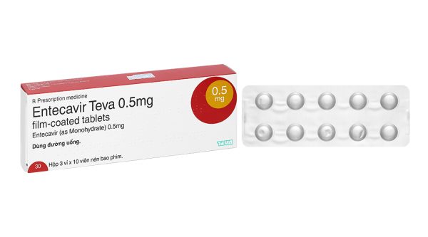 Entecavir Teva 0,5mg điều trị viêm gan B mãn tính (3 vỉ x 10 viên)