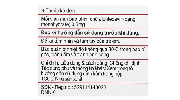 Entecavir Teva 0,5mg điều trị viêm gan B mãn tính (3 vỉ x 10 viên)