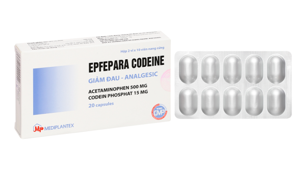 Epfepara Codeine 500mg/15mg giảm đau, hạ sốt, chống viêm, chữa ho (2 vỉ x 10 viên)