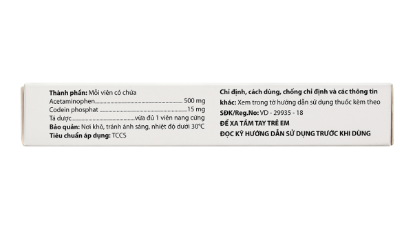 Epfepara Codeine 500mg/15mg giảm đau, hạ sốt, chống viêm, chữa ho (2 vỉ x 10 viên)