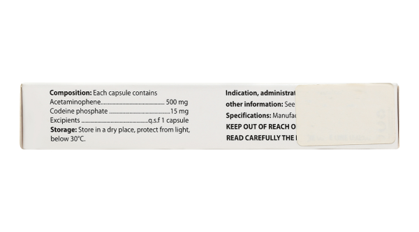 Epfepara Codeine 500mg/15mg giảm đau, hạ sốt, chống viêm, chữa ho (2 vỉ x 10 viên)