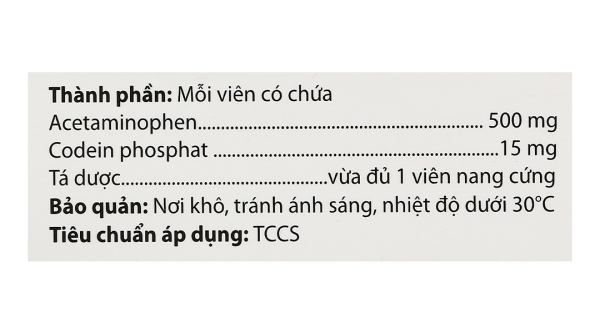 Epfepara Codeine 500mg/15mg giảm đau, hạ sốt, chống viêm, chữa ho (2 vỉ x 10 viên)
