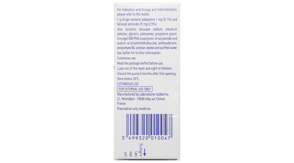 Epiduo 0.1%/2.5% Gel trị mụn trứng cá lọ 15g