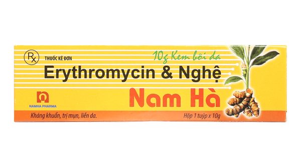 Kem bôi Erythromycin & Nghệ Nam Hà trị mụn, làm liền da tuýp 10g