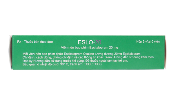 Eslo-20 trị trầm cảm, rối loạn lo âu (3 vỉ x 10 viên)