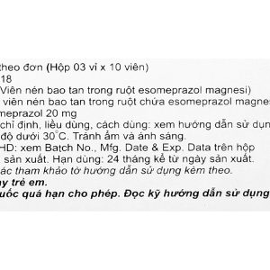 Esoswift* 20 trị viêm loét dạ dày, tá tràng (3 vỉ x 10 viên)