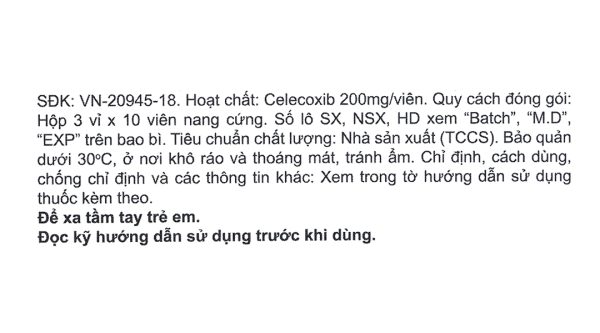 Espacox 200mg giảm đau, kháng viêm xương khớp (3 vỉ x 10 viên)
