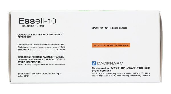 Esseil-10 chỉ định trong điều trị tăng huyết áp (10 vỉ x 10 viên)