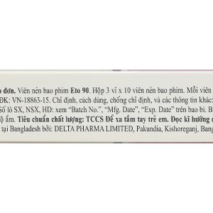 Eto 90 trị các triệu chứng viêm xương khớp cấp và mãn tính (3 vỉ x 10 viên)