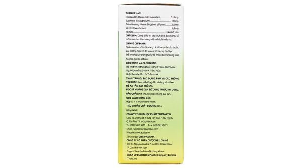 Eugica trị ho, đau họng, sổ mũi, cảm cúm, long đàm (10 vỉ x 10 viên)