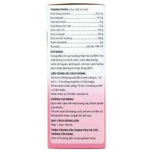 Eugica Sirô điều trị ho có đờm, ho mất tiếng, viêm đau họng chai 100ml