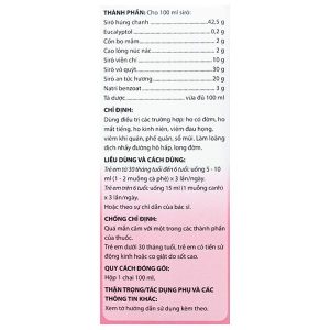 Eugica Sirô điều trị ho có đờm, ho mất tiếng, viêm đau họng chai 100ml