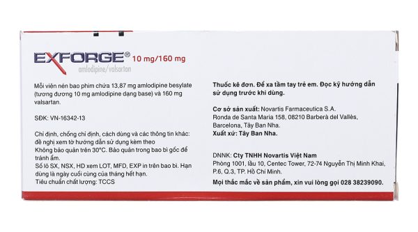 Exforge 10mg/160mg trị tăng huyết áp (2 vỉ x 14 viên)