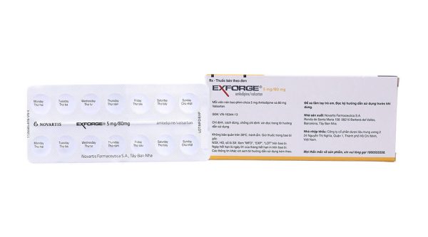 Exforge 5mg/80mg trị tăng huyết áp vô căn (2 vỉ x 14 viên)