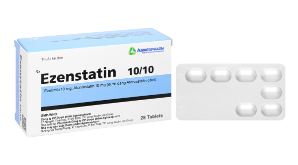 Ezenstatin 10/10 trị tăng cholesterol máu (4 vỉ x 7 viên)